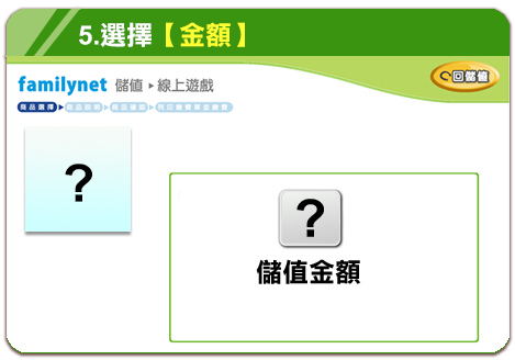 步驟 5：選擇儲值金額